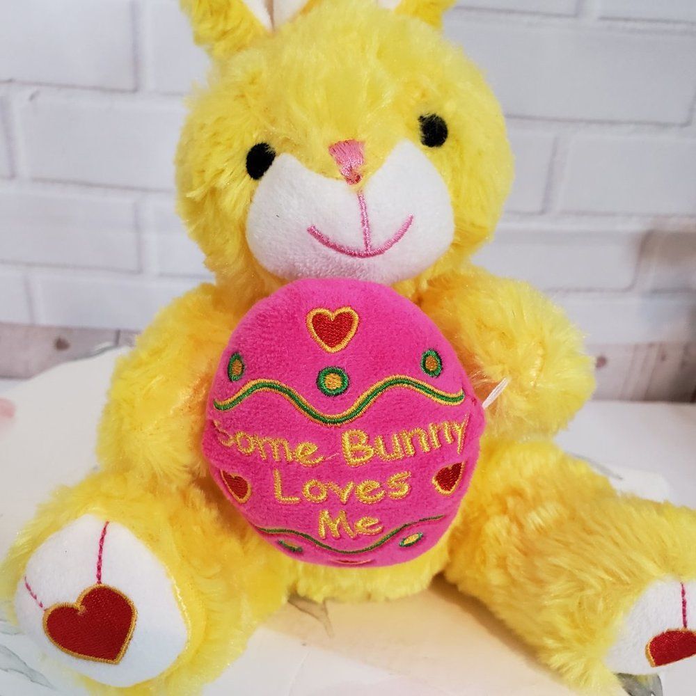Some Bunny Loves Me Yellow Easter Bunny Plush 10" Stuffed Animal Rabbit - Picture 10 of 10